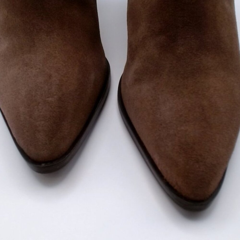 Seychelles “Fare” Brown Suede Pointed Toe Block Heel Booties NEW 10‎